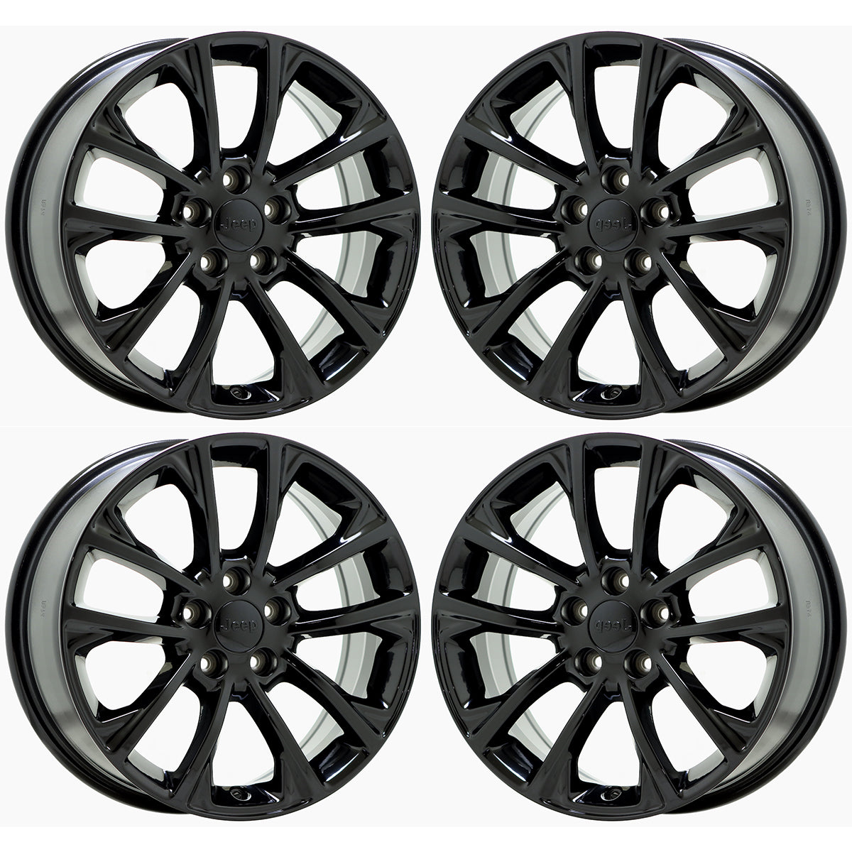 17" Jeep Cherokee Gloss Black wheels rims Factory OEM set 2014-2022 - 9201 9202
